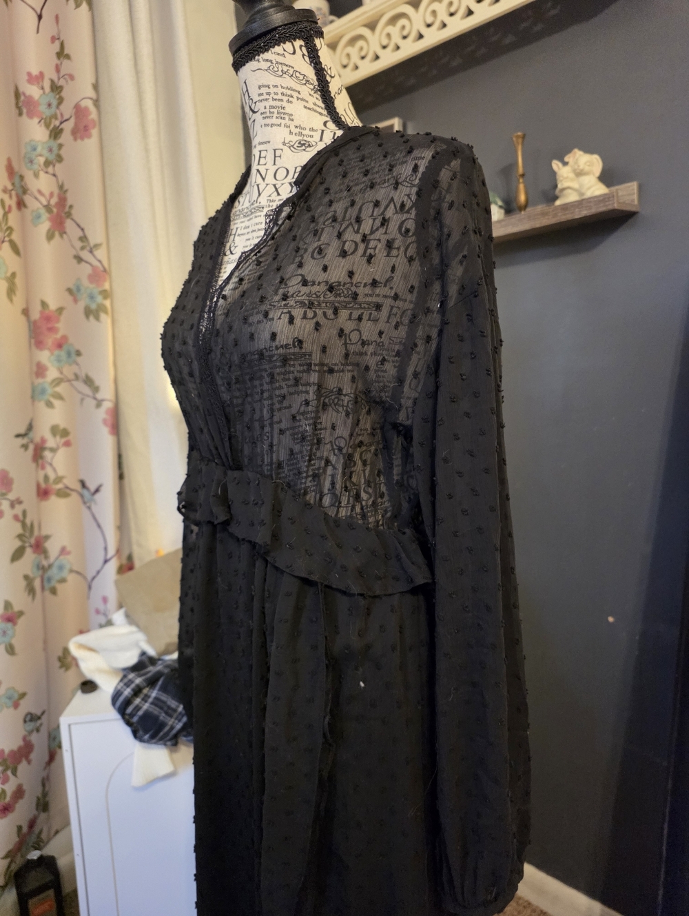 Zara Black Textured Dot Maxi Dress - Picture 12 of 13